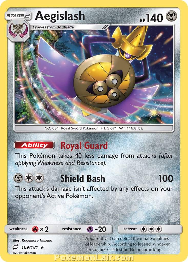 2019 Pokemon Trading Card Game Team Up Price List – 109 Aegislash