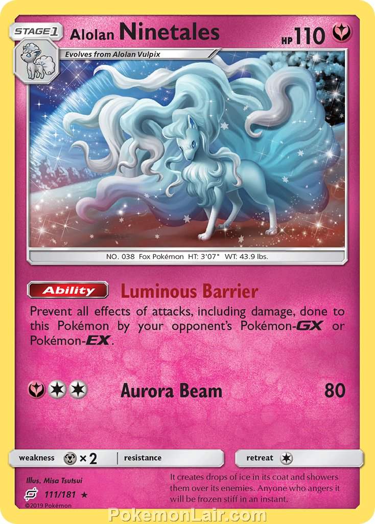 2019 Pokemon Trading Card Game Team Up Price List – 111 Alolan Ninetales