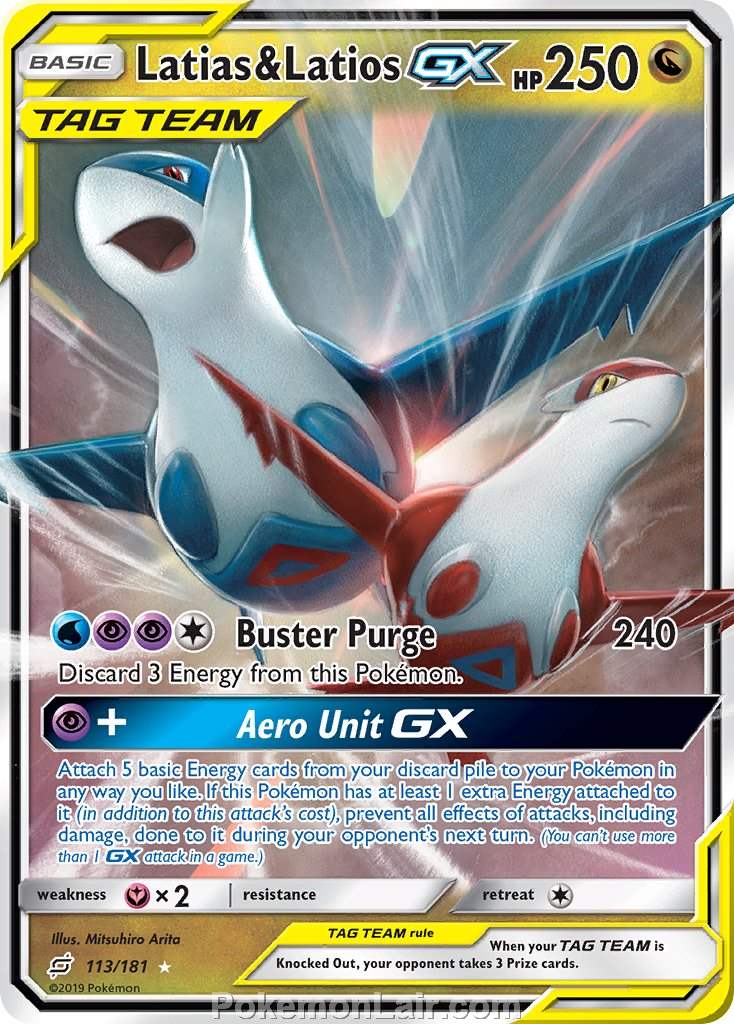 2019 Pokemon Trading Card Game Team Up Price List – 113 Latias Latios GX