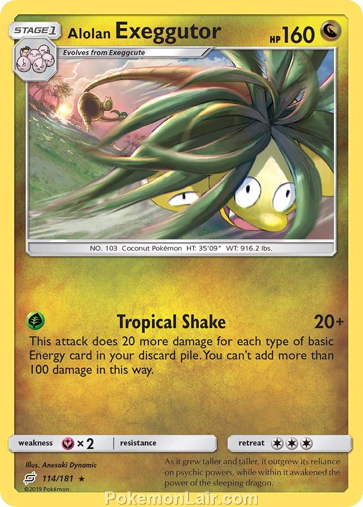 2019 Pokemon Trading Card Game Team Up Price List – 114 Alolan Exeggutor