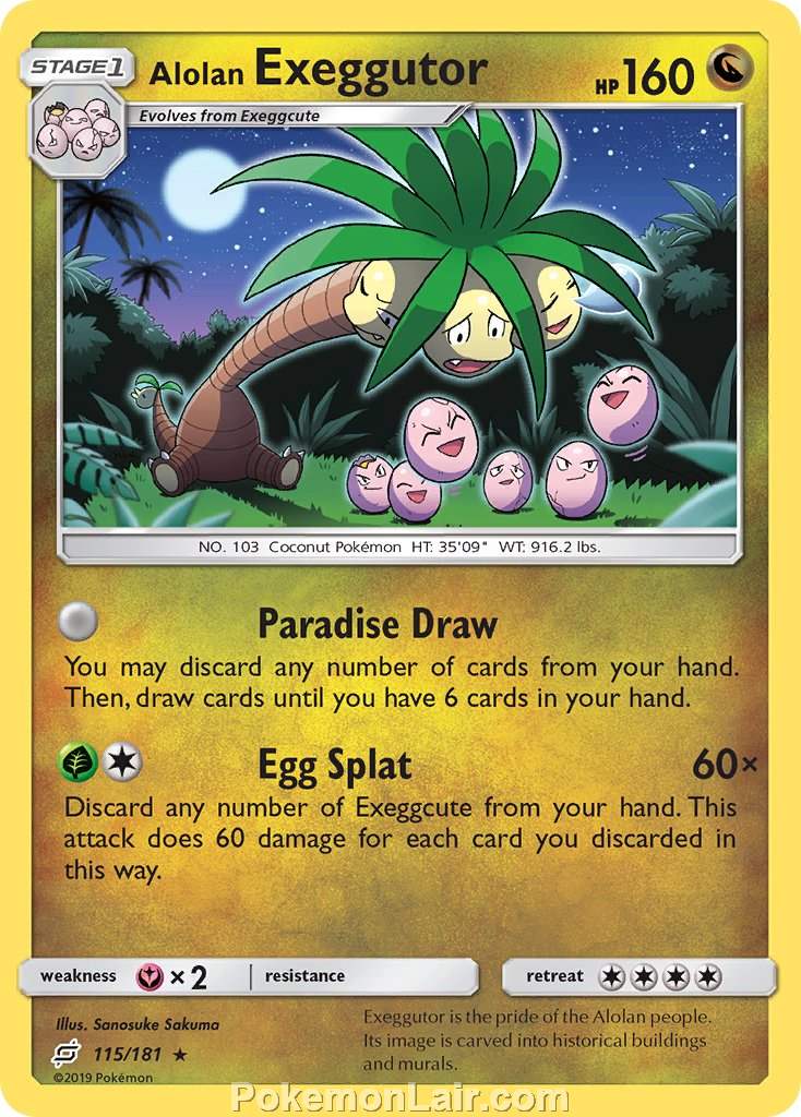 2019 Pokemon Trading Card Game Team Up Price List – 115 Alolan Exeggutor