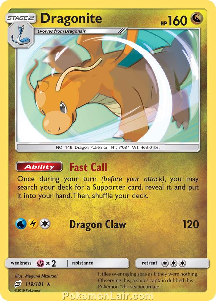 2019 Pokemon Trading Card Game Team Up Price List – 119 Dragonite