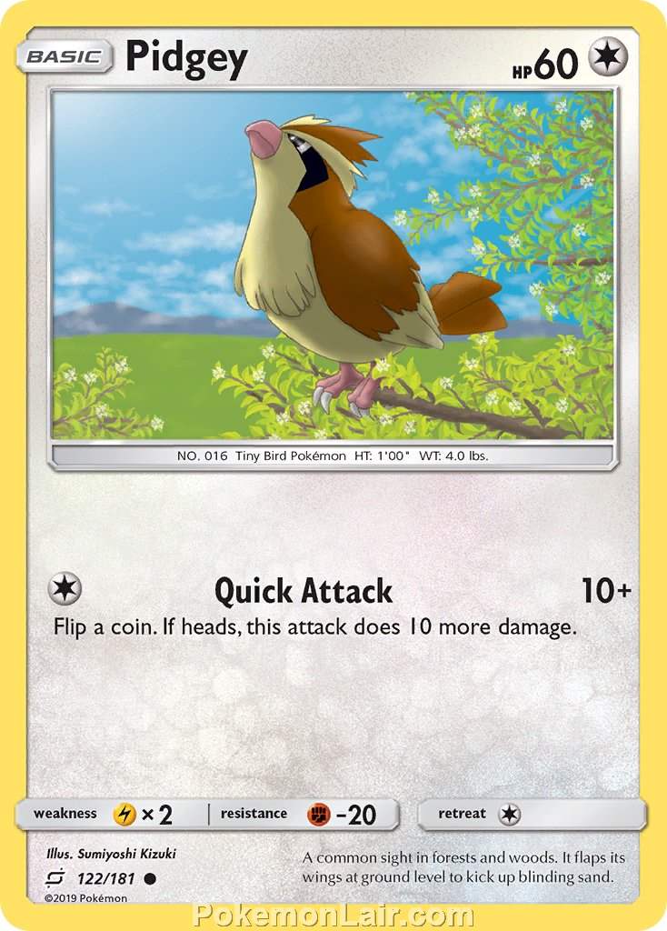 2019 Pokemon Trading Card Game Team Up Price List – 122 Pidgey