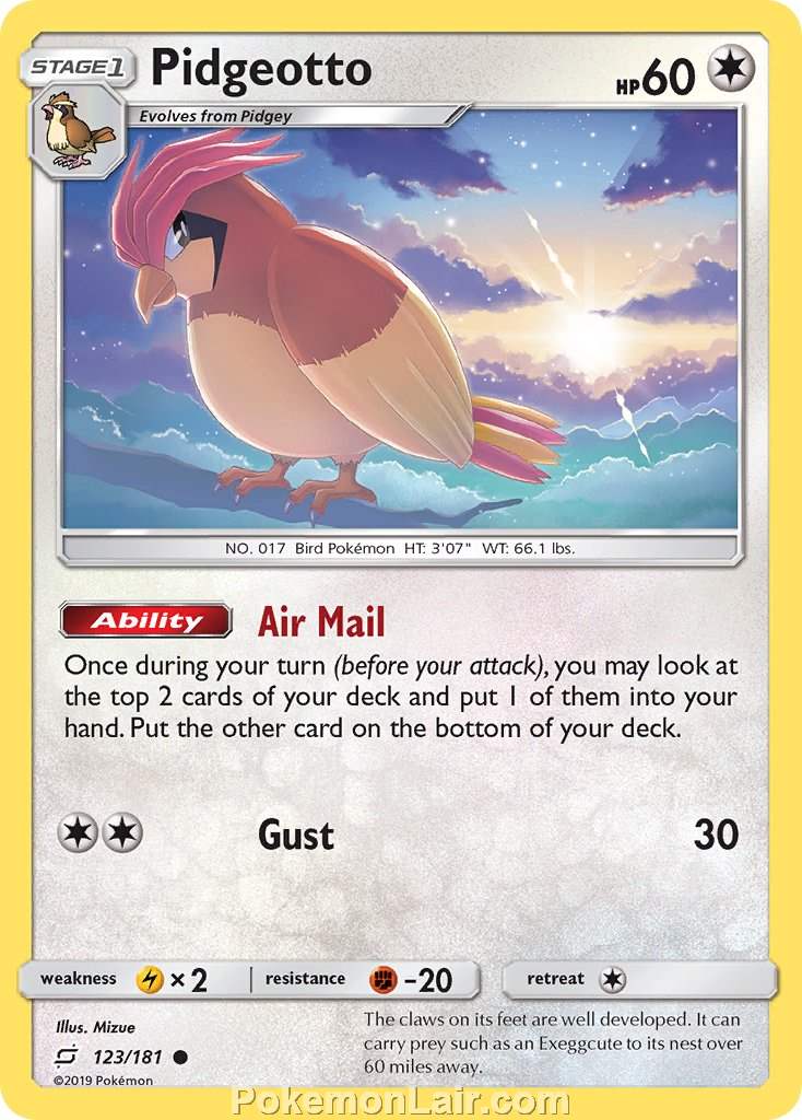 2019 Pokemon Trading Card Game Team Up Price List – 123 Pidgeotto