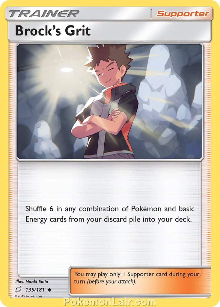 2019 Pokemon Trading Card Game Team Up Price List – 135 Brocks Grit