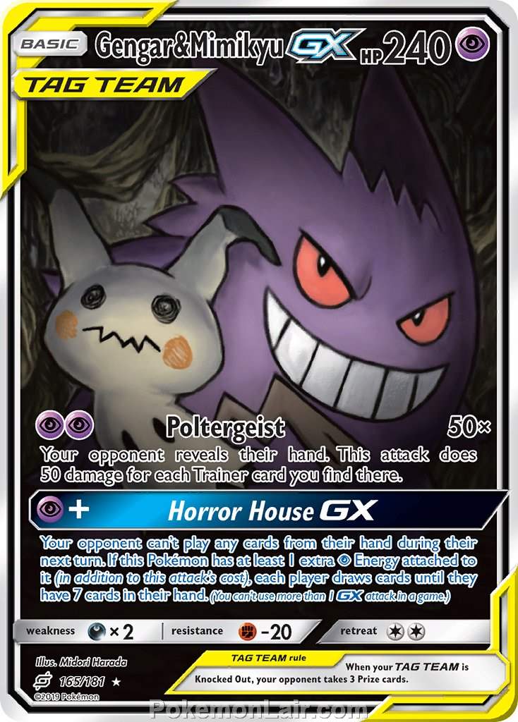 2019 Pokemon Trading Card Game Team Up Price List – 165 Gengar Mimikyu GX