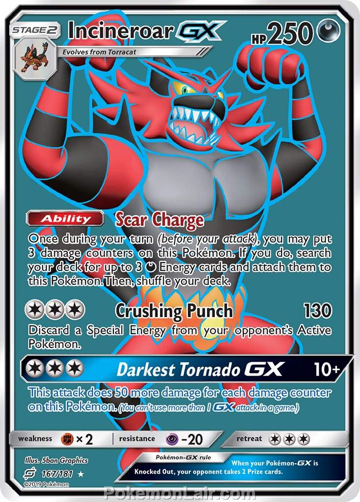 2019 Pokemon Trading Card Game Team Up Price List – 167 Incineroar GX