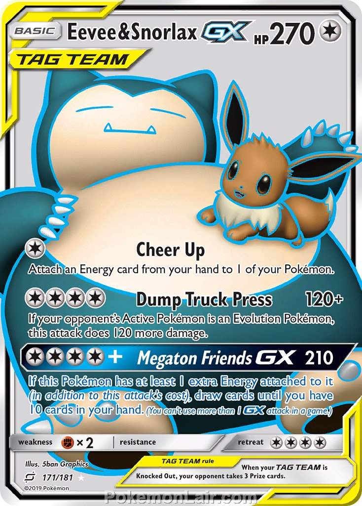 2019 Pokemon Trading Card Game Team Up Price List – 171 Eevee Snorlax GX