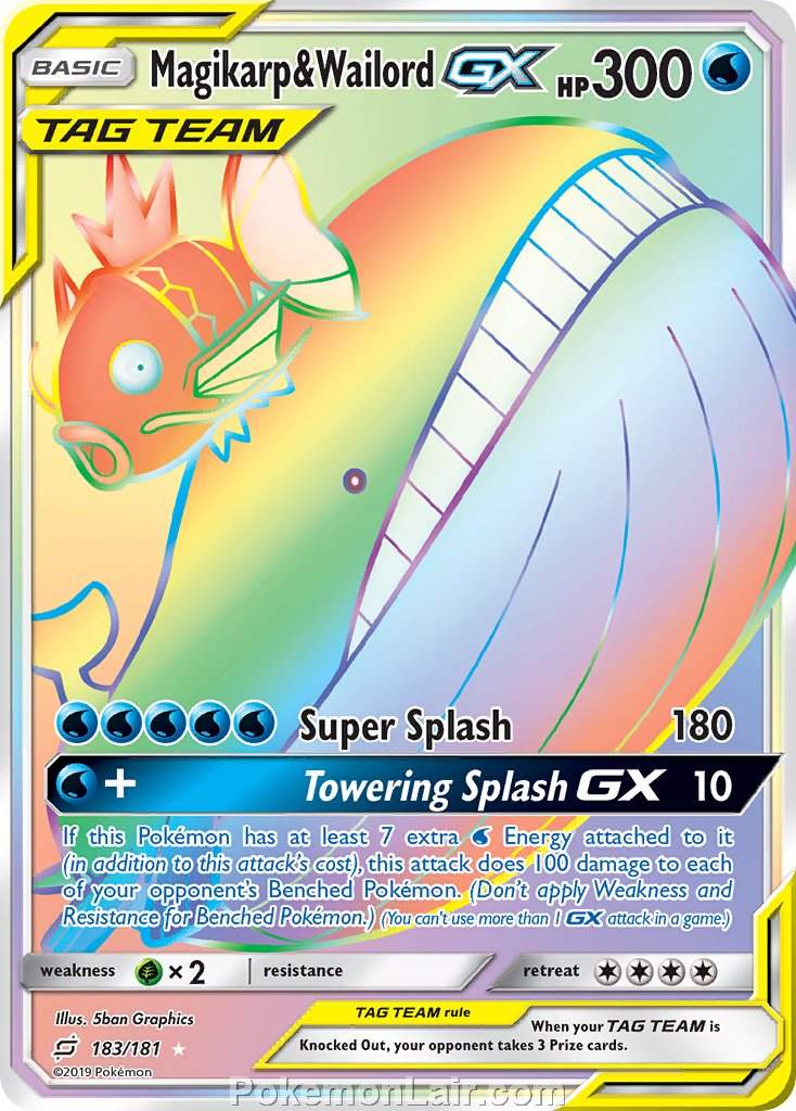 2019 Pokemon Trading Card Game Team Up Price List – 183 Magikarp Wailord GX