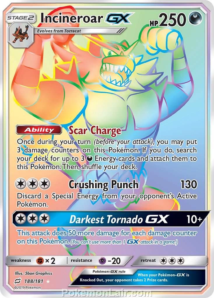 2019 Pokemon Trading Card Game Team Up Price List – 188 Incineroar GX