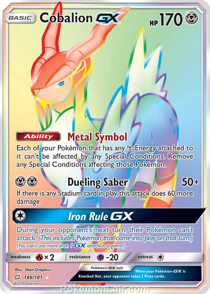 2019 Pokemon Trading Card Game Team Up Price List – 189 Cobalion GX