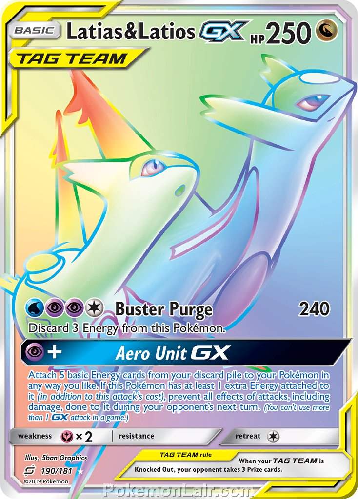 2019 Pokemon Trading Card Game Team Up Price List – 190 Latias Latios GX