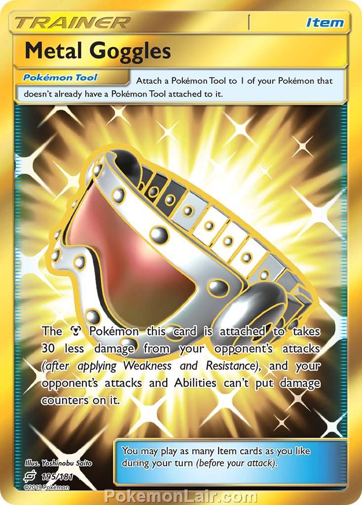 2019 Pokemon Trading Card Game Team Up Price List – 195 Metal Goggles
