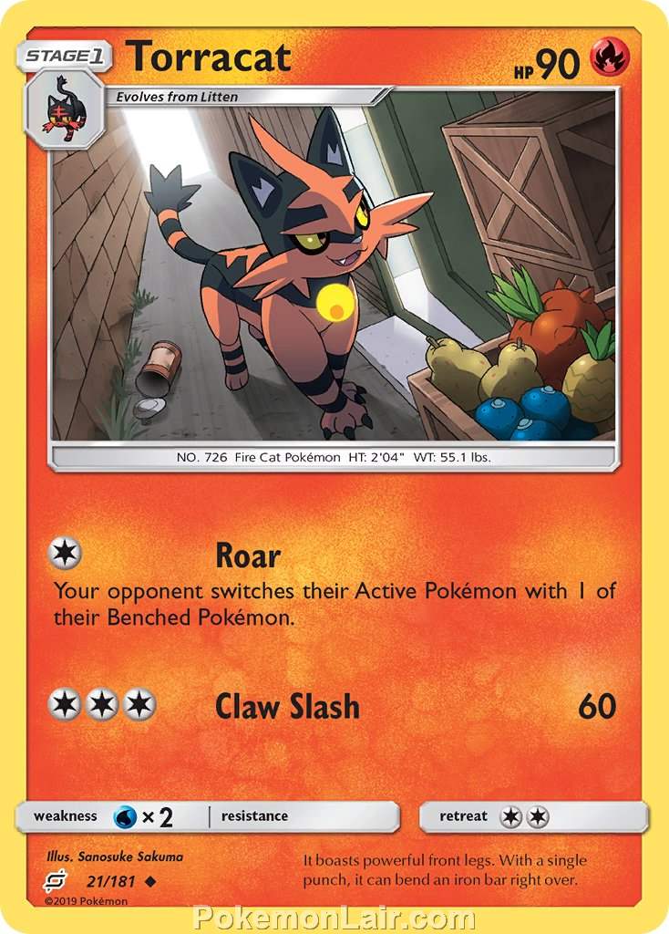 2019 Pokemon Trading Card Game Team Up Price List – 21 Torracat