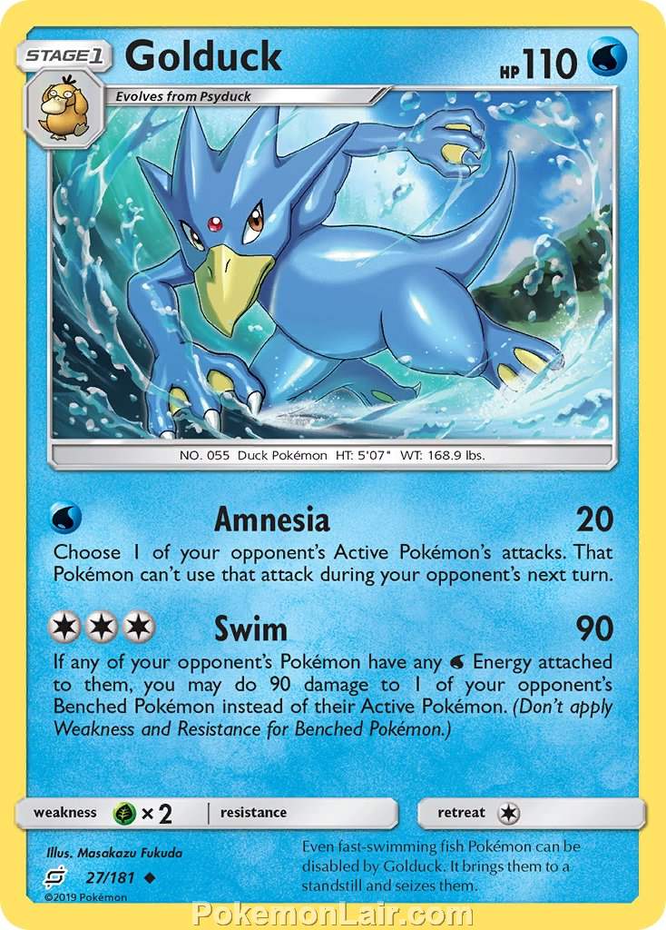 2019 Pokemon Trading Card Game Team Up Price List – 27 Golduck