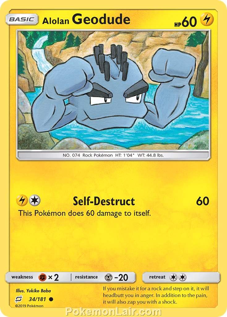 2019 Pokemon Trading Card Game Team Up Price List – 34 Alolan Geodude