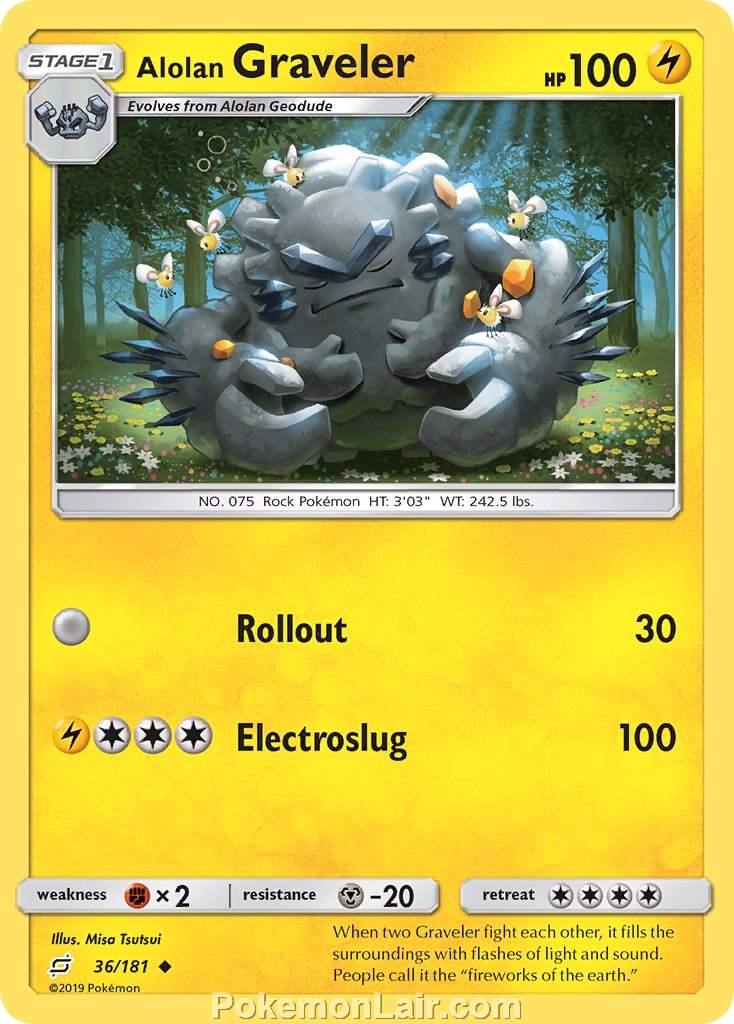 2019 Pokemon Trading Card Game Team Up Price List – 36 Alolan Graveler