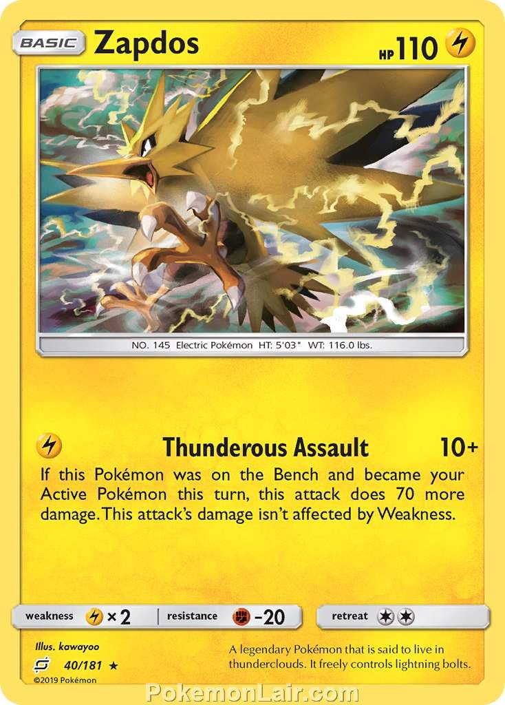 2019 Pokemon Trading Card Game Team Up Price List – 40 Zapdos