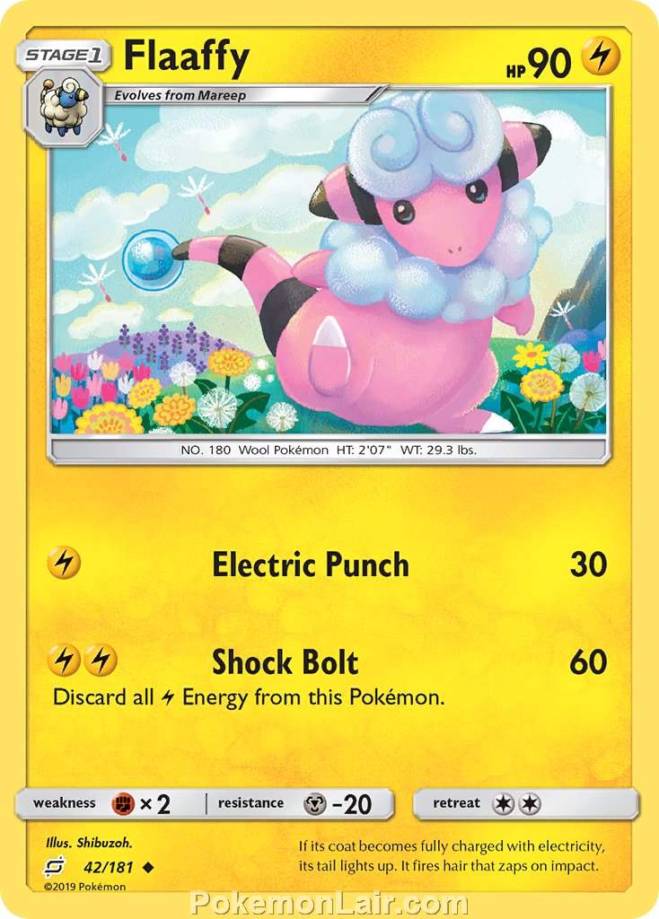 2019 Pokemon Trading Card Game Team Up Price List – 42 Flaaffy