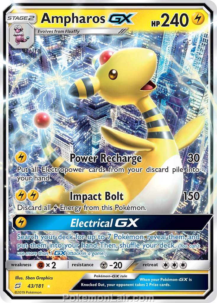 2019 Pokemon Trading Card Game Team Up Price List – 43 Ampharos GX