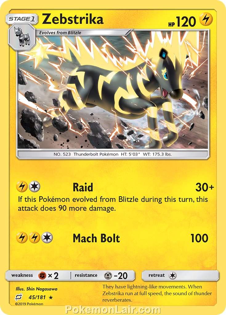 2019 Pokemon Trading Card Game Team Up Price List – 45 Zebstrika