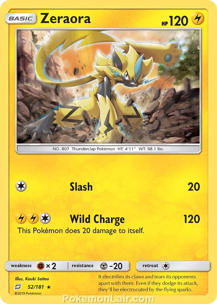 2019 Pokemon Trading Card Game Team Up Price List – 52 Zeraora