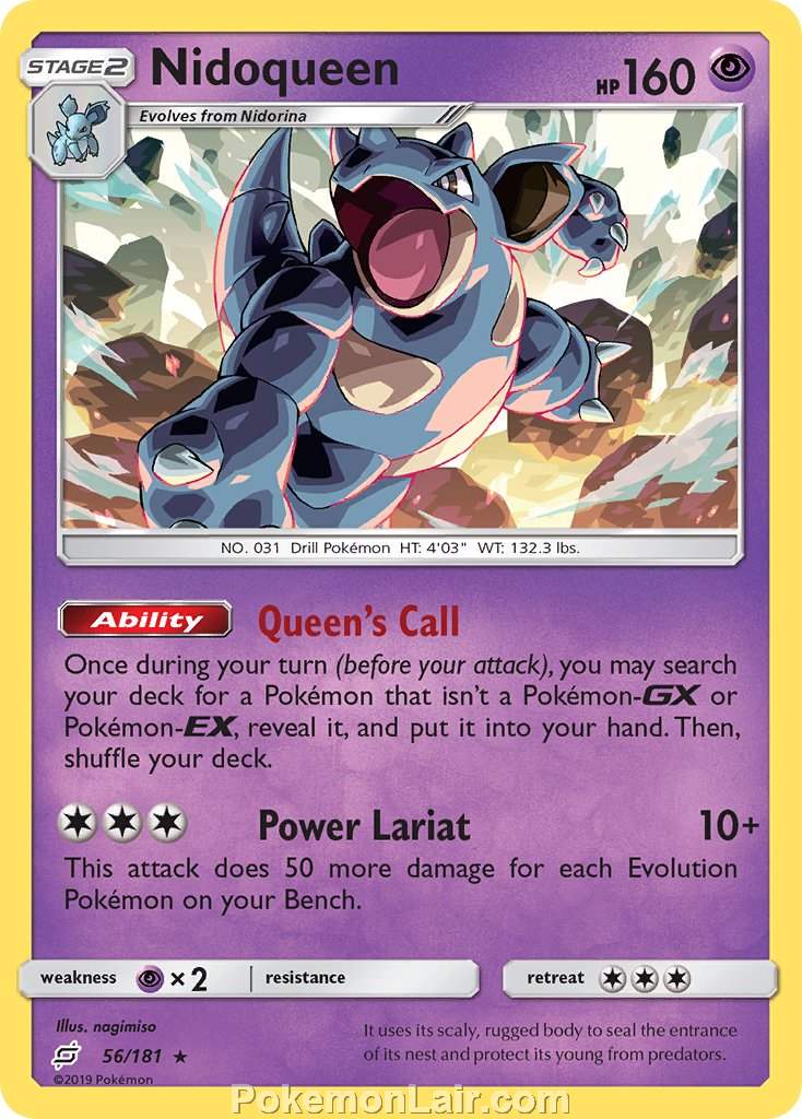 2019 Pokemon Trading Card Game Team Up Price List – 56 Nidoqueen