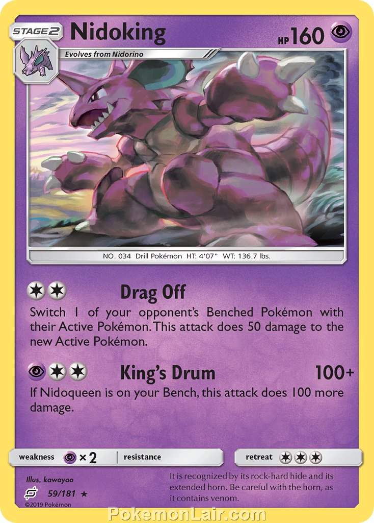 2019 Pokemon Trading Card Game Team Up Price List – 59 Nidoking