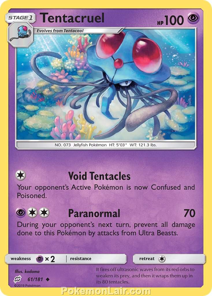 2019 Pokemon Trading Card Game Team Up Price List – 61 Tentacruel