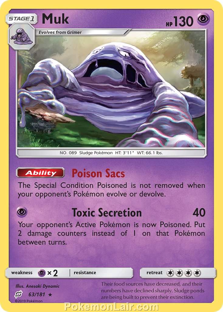 2019 Pokemon Trading Card Game Team Up Price List – 63 Muk