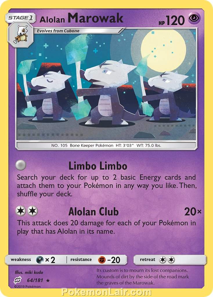 2019 Pokemon Trading Card Game Team Up Price List – 64 Alolan Marowak