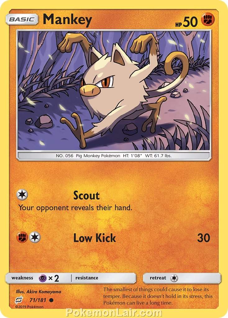 2019 Pokemon Trading Card Game Team Up Price List – 71 Mankey