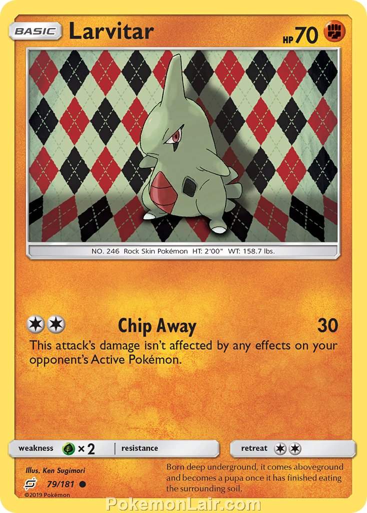 2019 Pokemon Trading Card Game Team Up Price List – 79 Larvitar