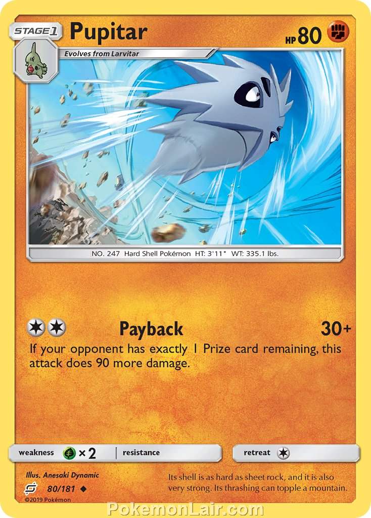 2019 Pokemon Trading Card Game Team Up Price List – 80 Pupitar