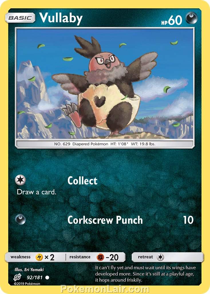 2019 Pokemon Trading Card Game Team Up Price List – 92 Vullaby