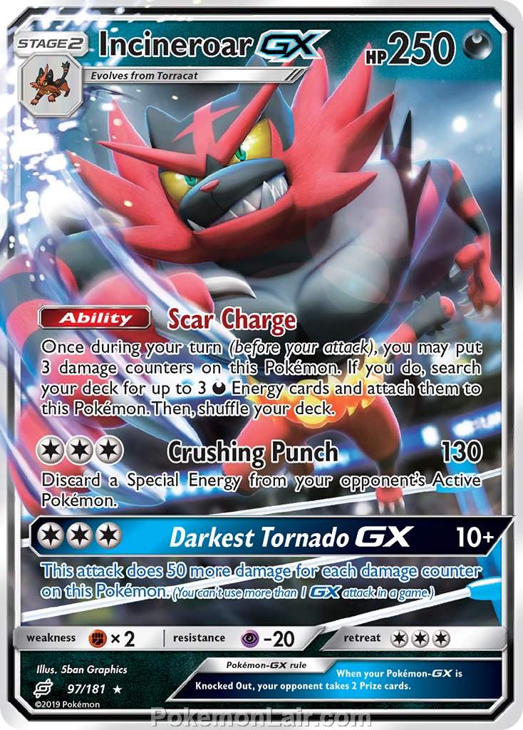 2019 Pokemon Trading Card Game Team Up Price List – 97 Incineroar GX