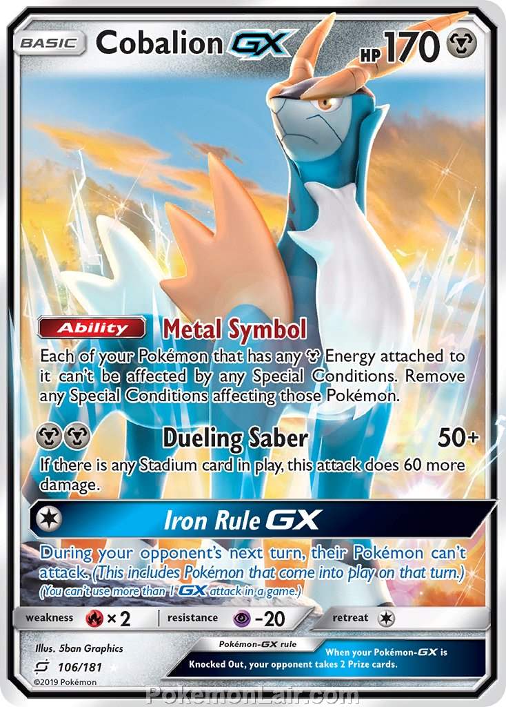 2019 Pokemon Trading Card Game Team Up Set – 106 Cobalion GX