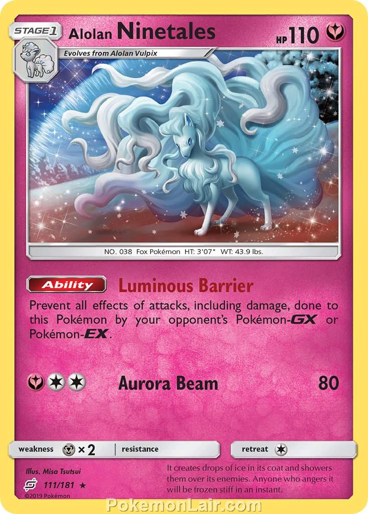 2019 Pokemon Trading Card Game Team Up Set – 111 Alolan Ninetales