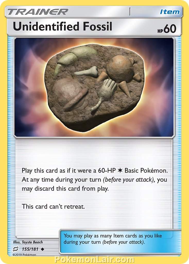 2019 Pokemon Trading Card Game Team Up Set – 155 Unidentified Fossil