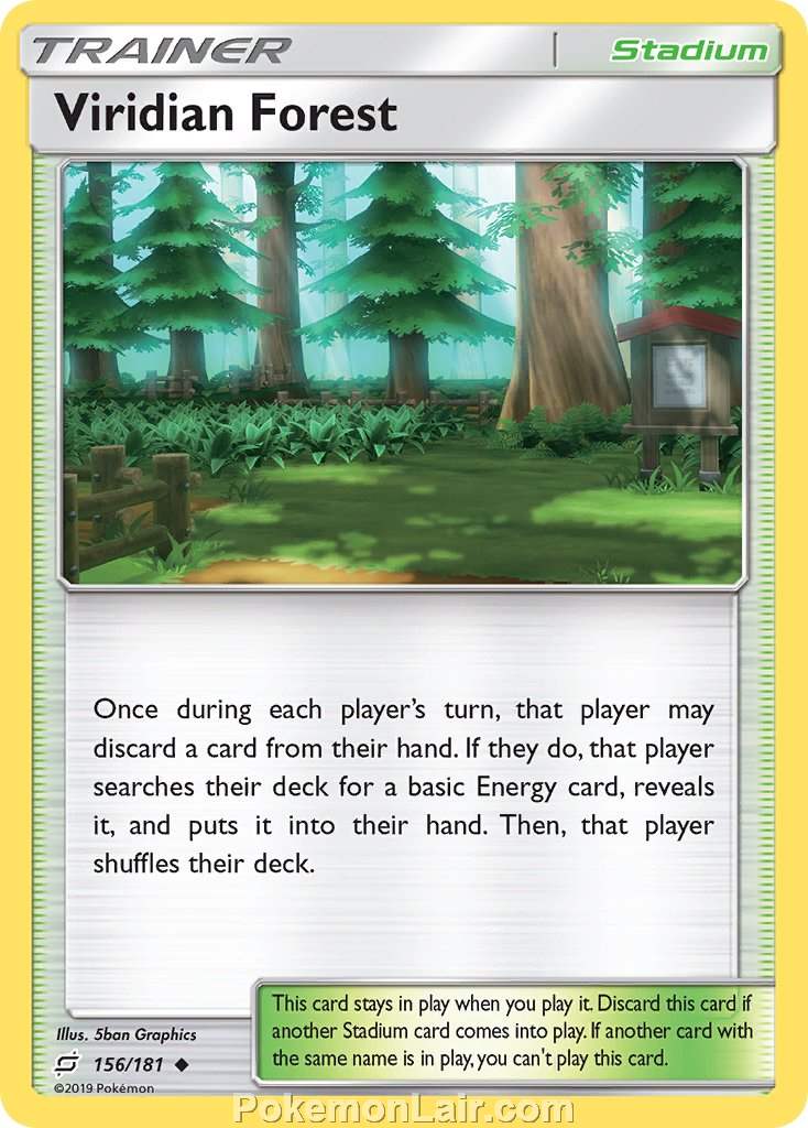 2019 Pokemon Trading Card Game Team Up Set – 156 Viridian Forest