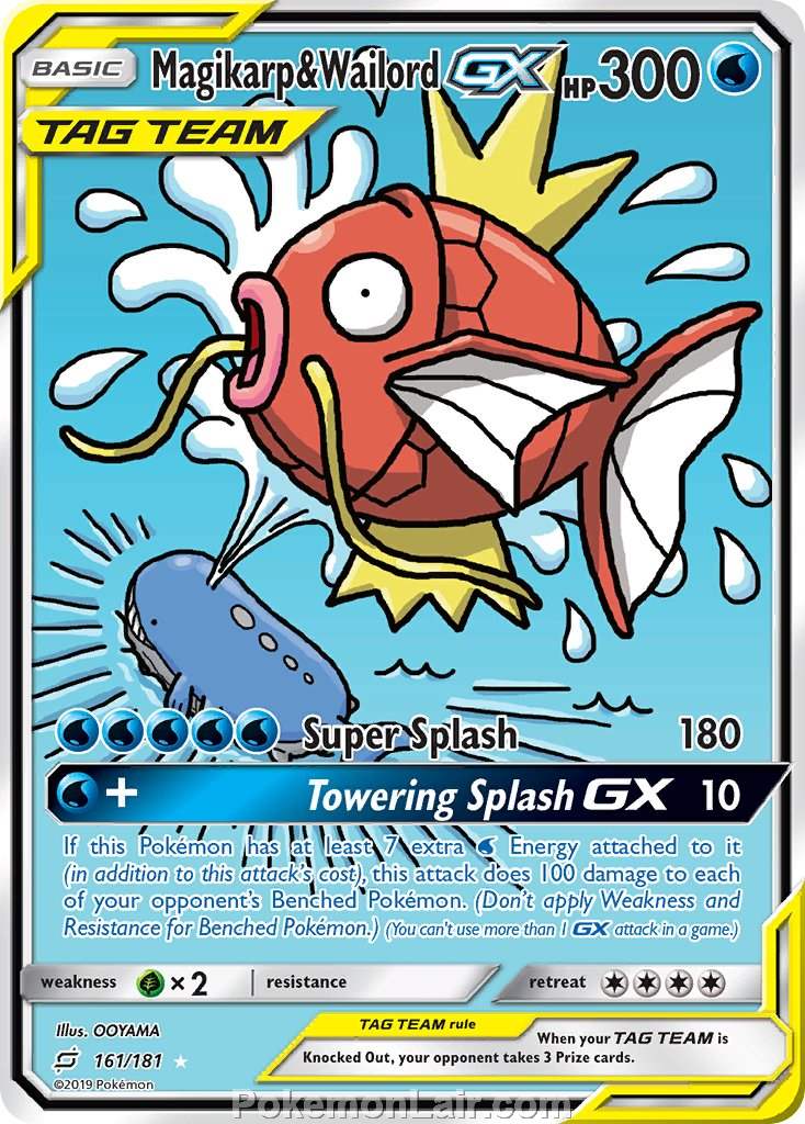 2019 Pokemon Trading Card Game Team Up Set – 161 Magikarp Wailord GX