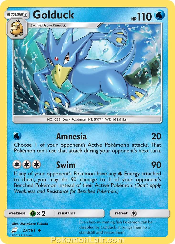 2019 Pokemon Trading Card Game Team Up Set – 27 Golduck