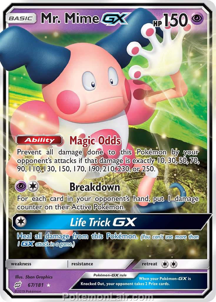 2019 Pokemon Trading Card Game Team Up Set – 67 Mr Mime GX