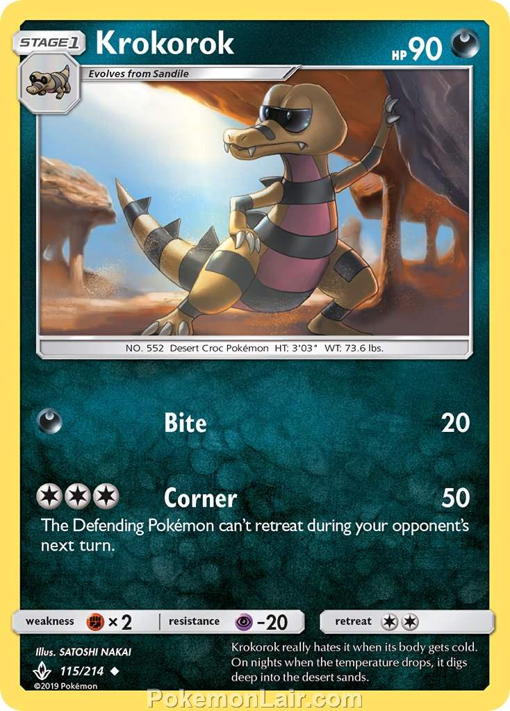 2019 Pokemon Trading Card Game Unbroken Bonds Price List – 115 Krokorok