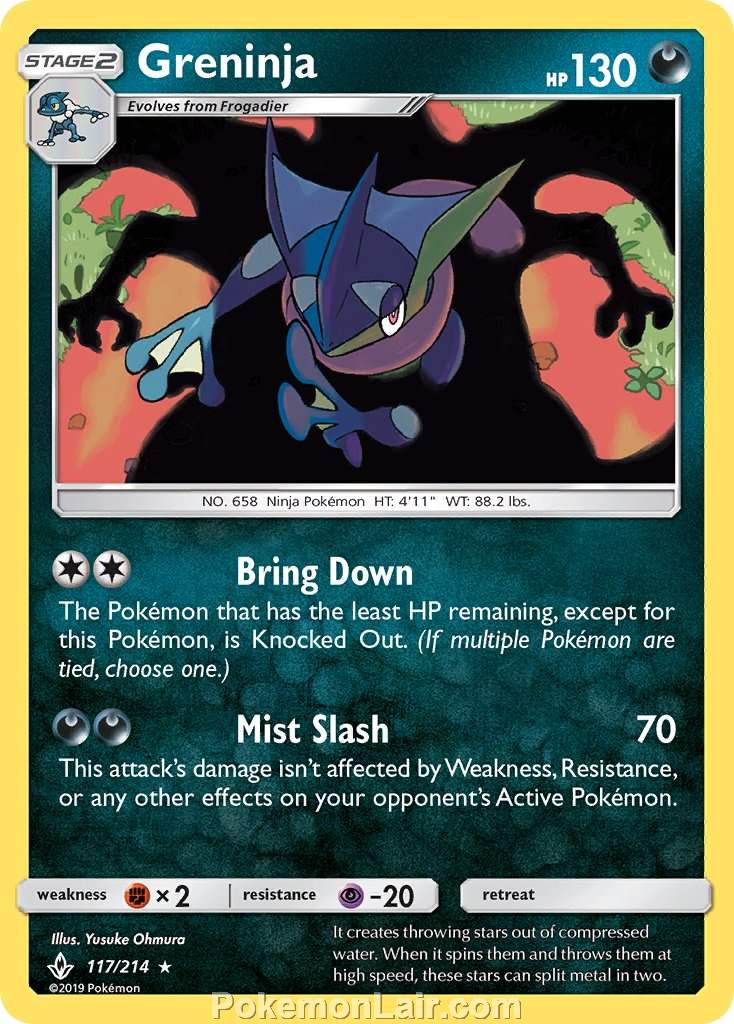 2019 Pokemon Trading Card Game Unbroken Bonds Price List – 117 Greninja