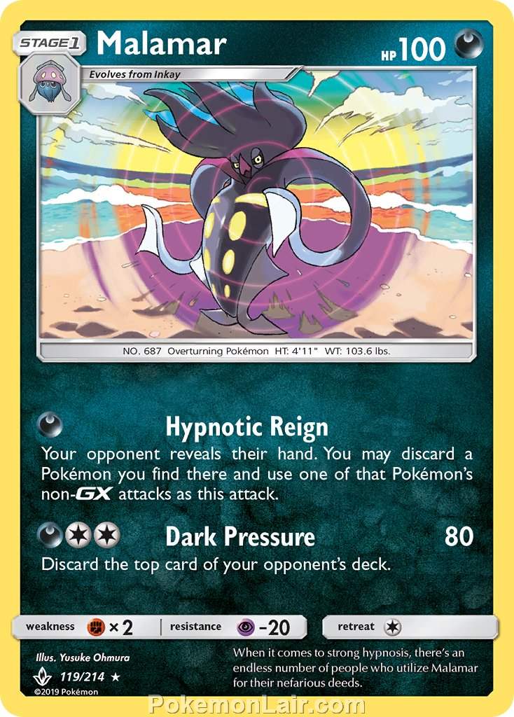 2019 Pokemon Trading Card Game Unbroken Bonds Price List – 119 Malamar