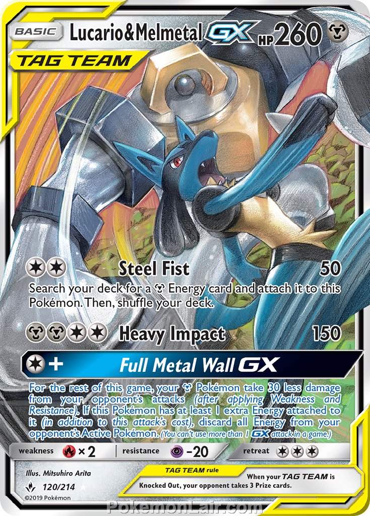 2019 Pokemon Trading Card Game Unbroken Bonds Price List – 120 Lucario Melmetal GX