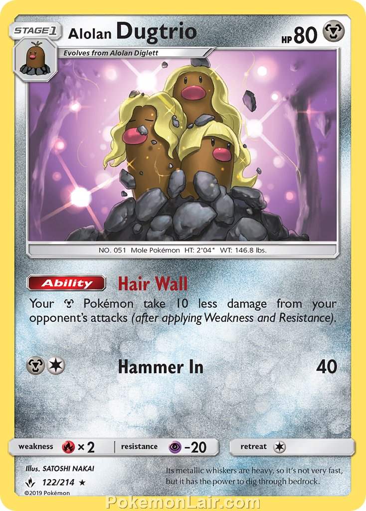 2019 Pokemon Trading Card Game Unbroken Bonds Price List – 122 Alolan Dugtrio