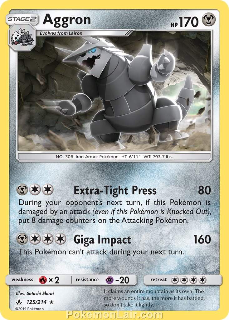 2019 Pokemon Trading Card Game Unbroken Bonds Price List – 125 Aggron