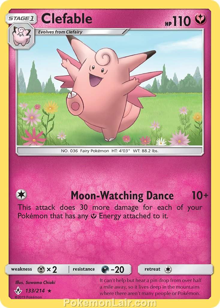 2019 Pokemon Trading Card Game Unbroken Bonds Price List – 133 Clefable